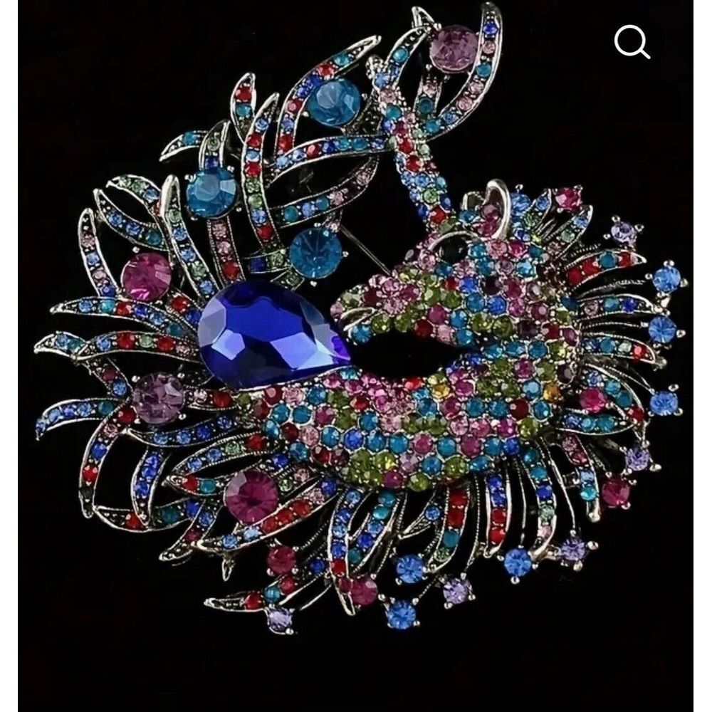 old money‎ glam equestrian unicorn fairytaile retro 2 '' rhinestone pin brooch - Picture 4 of 7